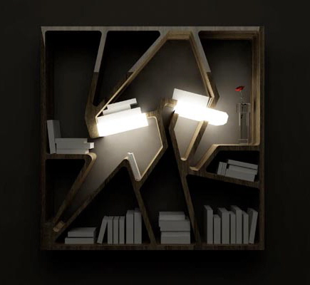 Dramatic Light Effect Bookcase Design 