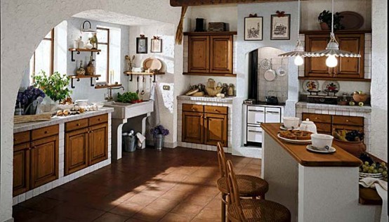 Luxury-country-style-kitchen-design-with-cupboards-cabinets-island-and-wooden-decoration