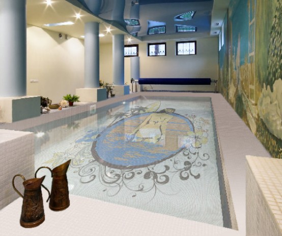 Swimming Pool Design with Mosaic Glass Tiles by Glassdecor