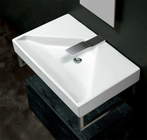 bathroom sink with sensor faucets