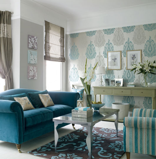 Interior designing ideas for making your living room blue & white